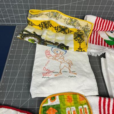 Linens Kitchen Towels, Vintage fabrics and Embroidery 