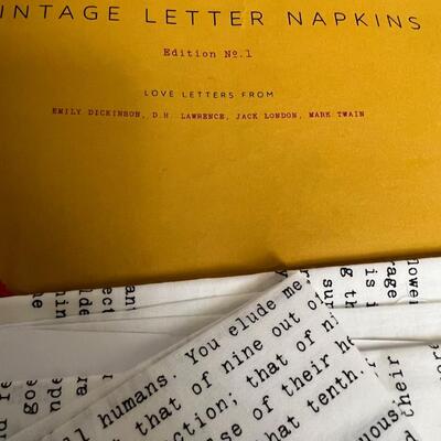 Vintage Letter Napkins - 2 sets of 4, new in the package 