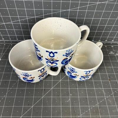 3 Soup Bowls Blue Birds 