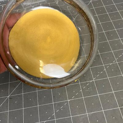 Covered Glass Dish - Gold Toned 