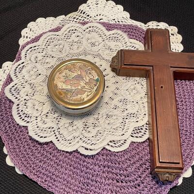 Wood cross and jewelry box