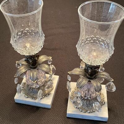 Gold and marble candle holders