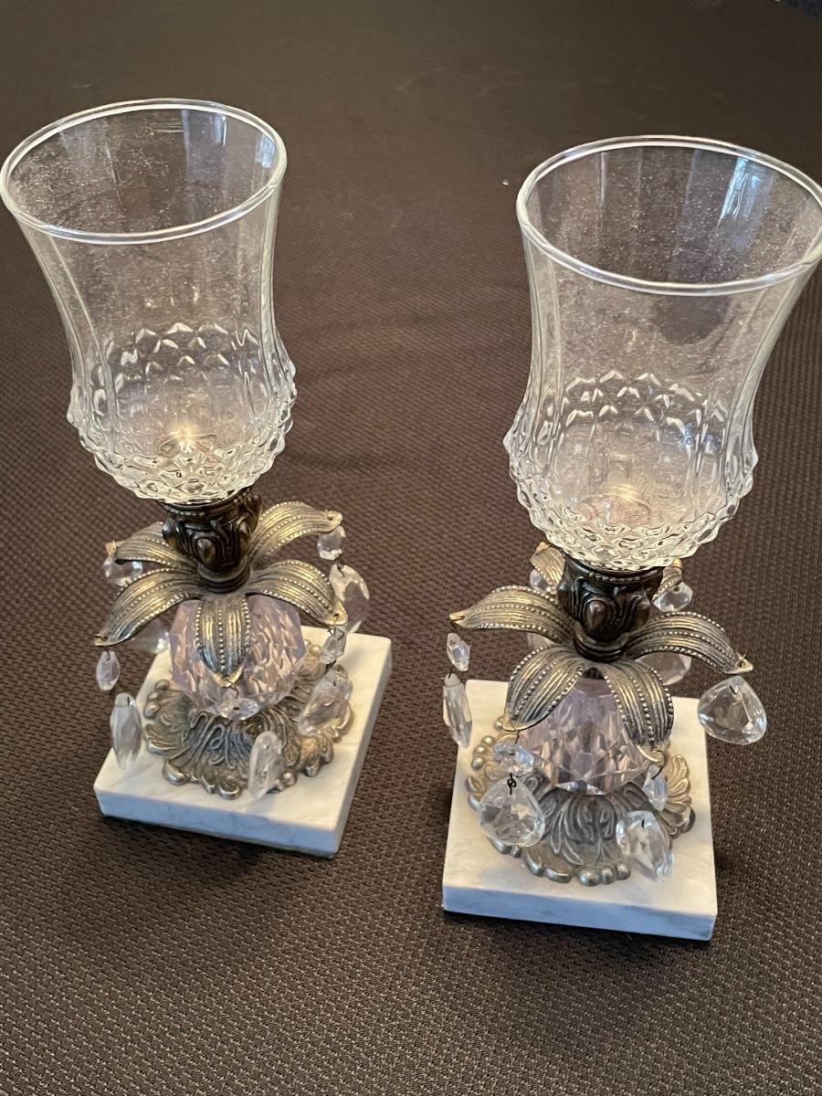 Gold and marble candle holders