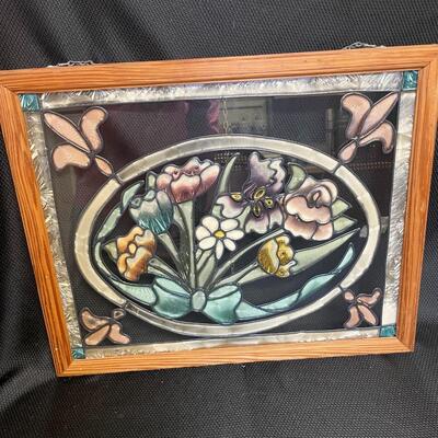 Painted floral glass art