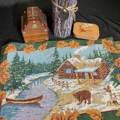Set of coasters, candle and place mats