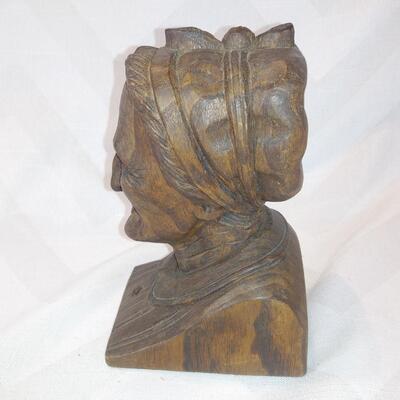 Artist Signed, Hand-Carved Wooden Busts