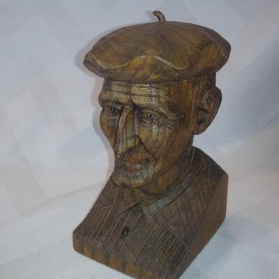Artist Signed, Hand-Carved Wooden Busts