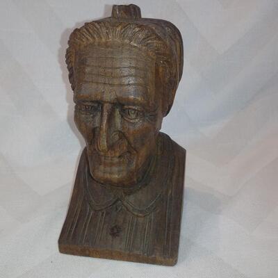 Artist Signed, Hand-Carved Wooden Busts