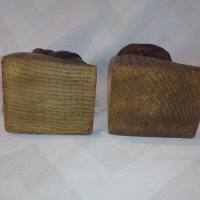 Artist Signed, Hand-Carved Wooden Busts