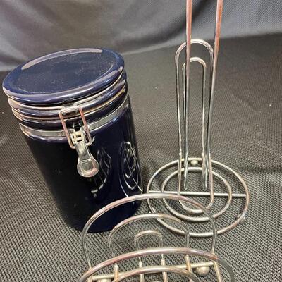 Canister with napkin & paper towel holder