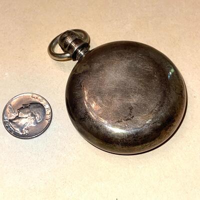 Lot 157 Antique Fat Pocket Watch A.W. Co. Waltham MA. Porcelain Face Roman Numerals
