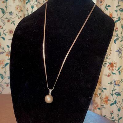 Lot 165 Sterling Silver Necklace & Pendant Serpentine Chain 15" drop