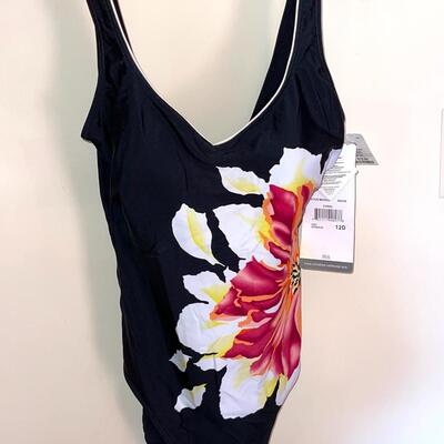 Lot 178 New With Tags Bathing Suit Black With Flower 12D