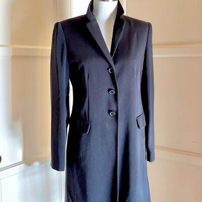 Lot 179 Black Dress Coat by Lena Gabnel of New York 3 Buttons Flap Pockets Vented Back