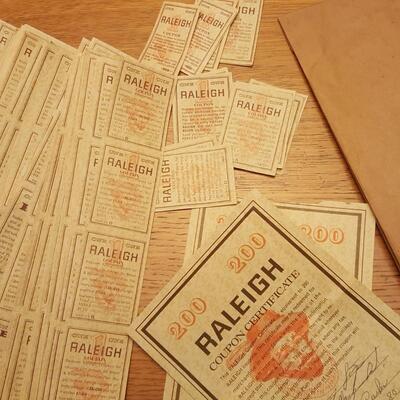 Brown Bag of Vintage Cigarette Reward Coupons