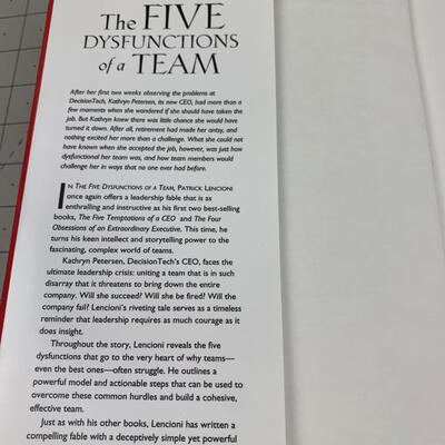 #214 The Five Dysfunctions of a Team By Patrick Lencioni-Hardback Book
