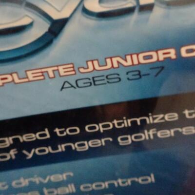 LOT 644. KIDS GOLF CLUB SET STILL IN BOX, BODY BOARD AND ADIDAS BACK PACK