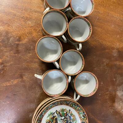 Chinese export 19th c Butterfly demitasse porcelain set of 10