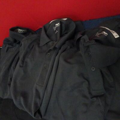 LOT 647. WORK PANTS AND POLO SHIRTS