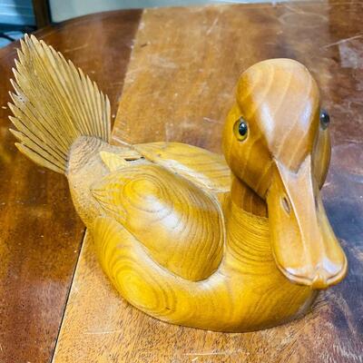 Marv Meyer signed carved wood duck decoy