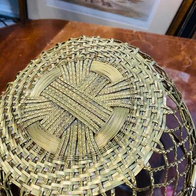 Gold tone woven metal basket