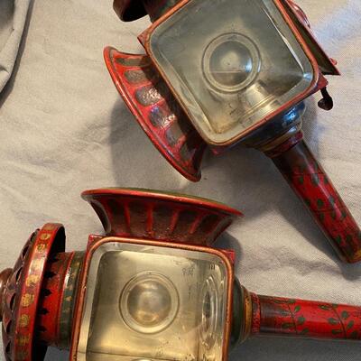 Peter Ompir Rare carriage lights folk handpainted collectible