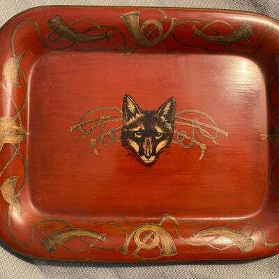 Handpainted fox hunting tray
