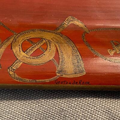 Handpainted fox hunting tray