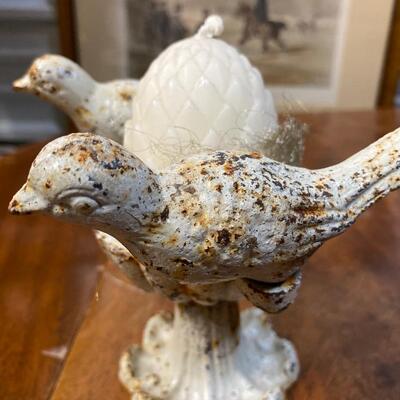 Small cast iron double bird decor 6â€