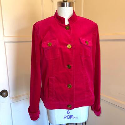 Lot 184 Jones of New York Red Corduroy Jacket Size Large Large Brass Buttons