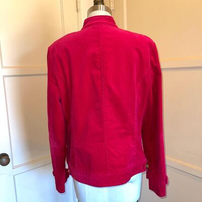 Lot 184 Jones of New York Red Corduroy Jacket Size Large Large Brass Buttons
