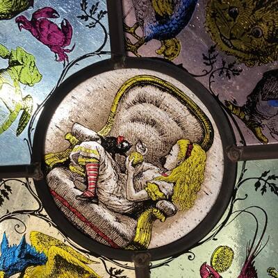 Vintage Alice in wonderland stained glass