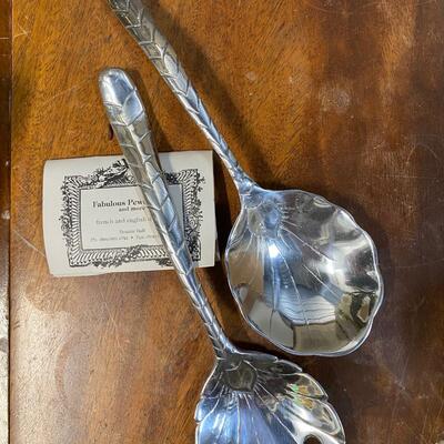 Mexican pewter salad servers