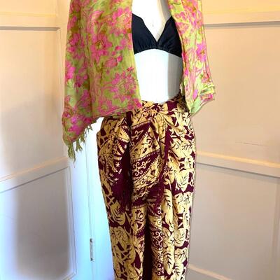 Lot 196 Batik 2 Cotton Wrap Skirt Cover Up Shawl's