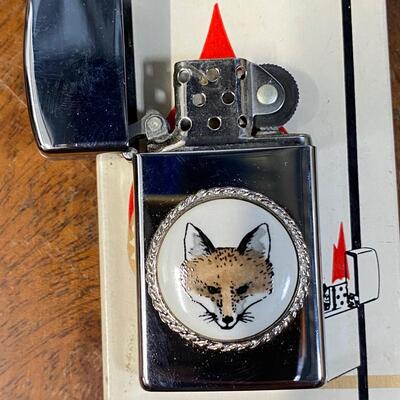 Vintage zippo slim customized fox hunt