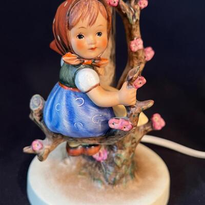 Pair Vintage Hummel lamps Apple Tree Boy n Girl TMK-5 w shades