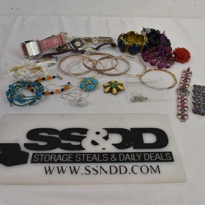 Costume Jewelry: Watches, Bracelets, Pins, Bangle Bracelets, Bird Nest pendant