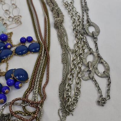 Costume Jewelry: Statement Necklaces in Blues, Goldtone, Silvertone, Burgundy