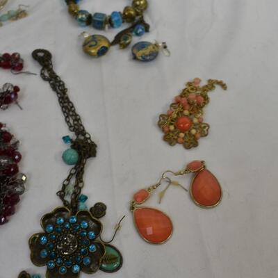Costume Jewelry, 9 various sets of Necklaces/Earrings, Bracelet /Earrings
