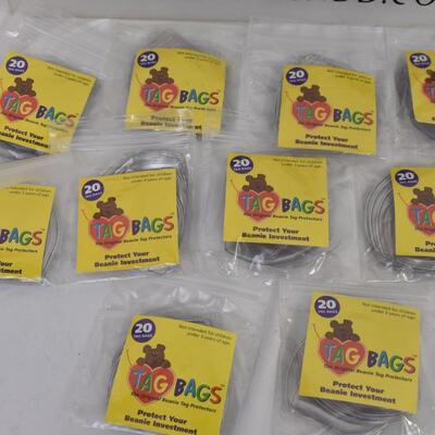 Tag Bags to protect ty beanie tags: 20ct PER bag, 10 bags total, NEW old stock