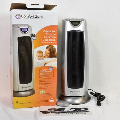 1500W Electric Ceramic Oscillating Digital Tower Heater with Remote, Silver