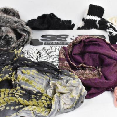 8 Scarves: various brands/colors: Lane Bryant, New York & Company MUDD