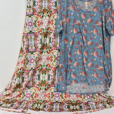 LuLaRoe 2 pc clothing: 1 Floral Maxi Skirt-3XL, 1 Floral Swing Top 3XL