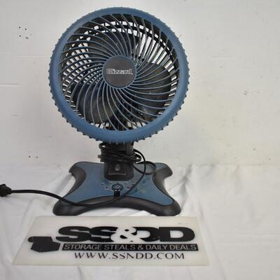 10in Holmes Blizzard 1Touch Oscillating fan w/push buttons, blue/black
