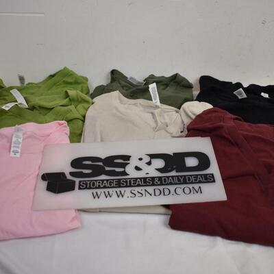 8 Womens T-shirts: Bella Canvas brand, 7 v-neck, 1 rounded neck sizes 2XL-3XL