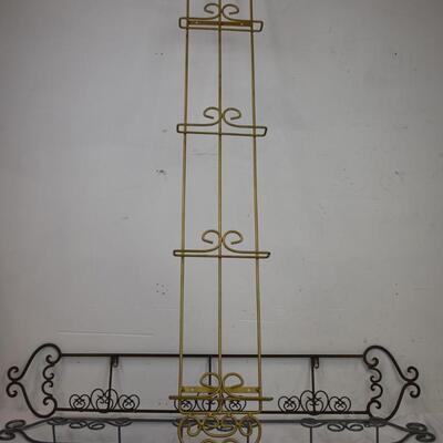 3 Metal plate wall racks: 2 vertical, 1 horizontal, 40