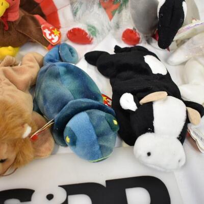 11 ty Beanie babies: 6 in, New old stock w/tags 