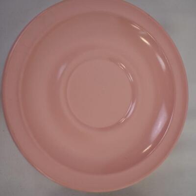 16 PROLON Ware Melamine Pink Saucers: 8 w/teacup insert, 8 Dessert - Vintage