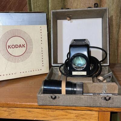 Lot 204 Vintage Kodak Single Slide Projector #2A + Kodak Carousel Slide Projector