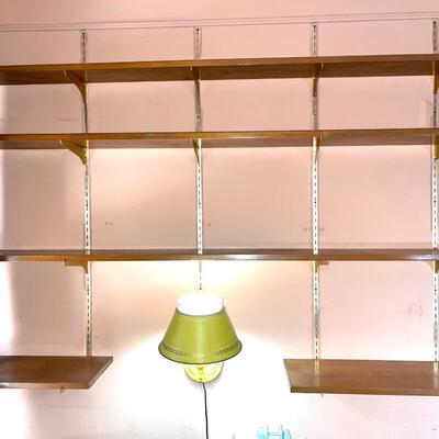 Lot 224 Vintage Floating Wall Shelving Brass Upright Brackets & Pine Board Shelves